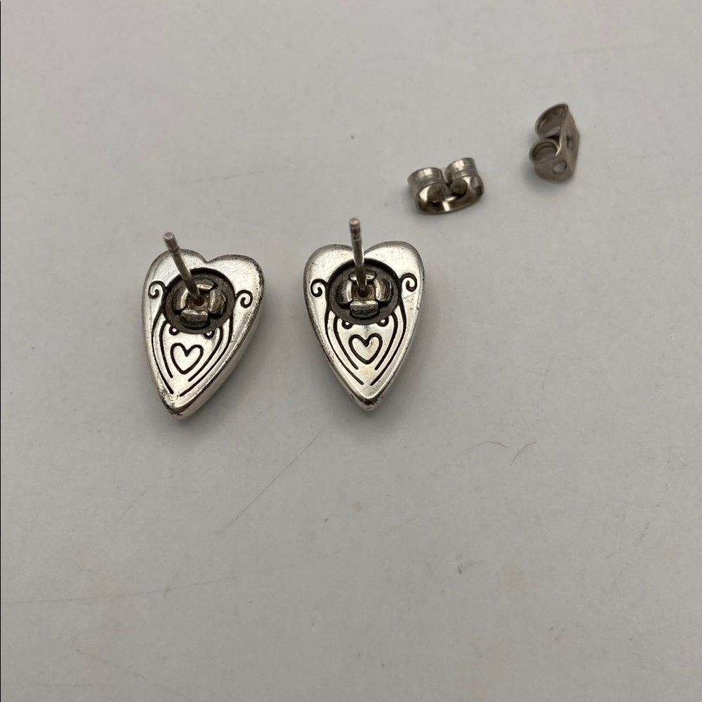Brighton Crystal Sparkling Heart Silver Earrings Feminine Minimalist New Preppy - Picture 6 of 7